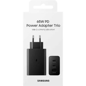 Samsung 65W PD Power Adapter Trio USB-C 2 Ports, USB-A Port Black
