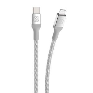 Scosche STRKELINE ™ PREMIUM 4 بوصة شحن مضفر & amp؛ كابل مزامنة Lightning® إلى USB-C باللون الفضي