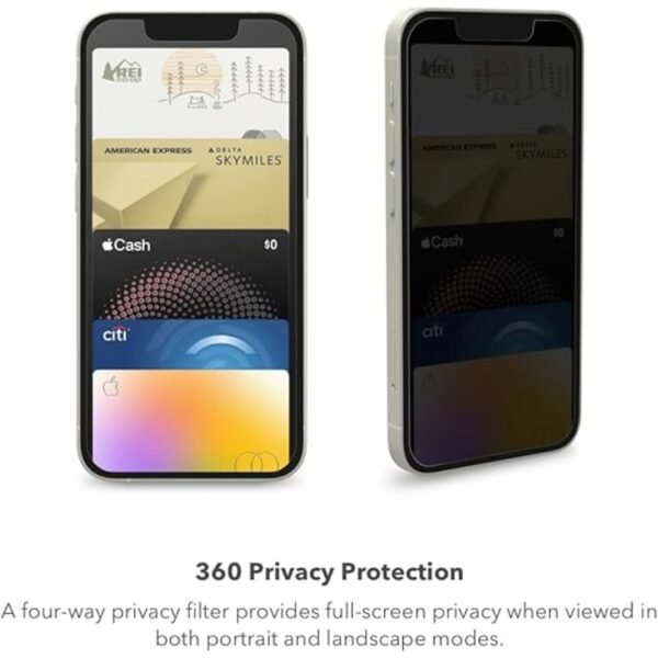 ⁦واقي شاشة ZAGG InvisibleShield Glass Elite Privacy 360 لهاتف iPhone 14 Pro شفاف⁩ - الصورة ⁦6⁩