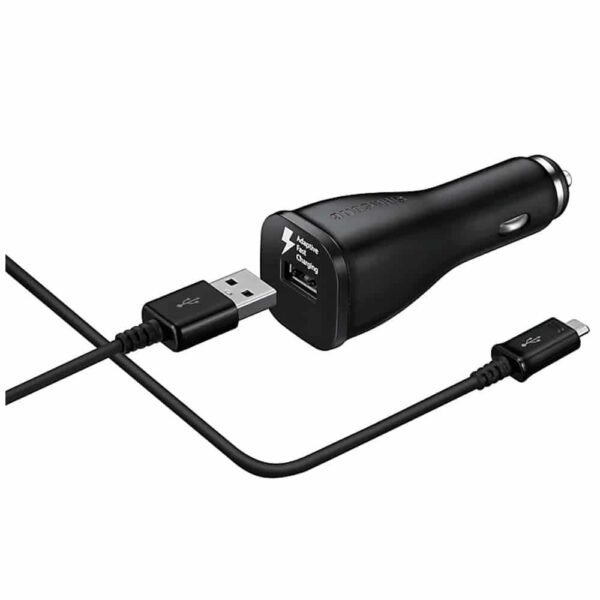 Samsung  Car Adapter Dual Port 15W & Cable Micro-USB Fast Charge Black