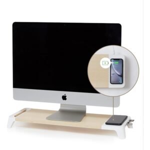 Pout Eyes 8 3In1 Monitor Stand Hub With Fast Wireless Charging Pad Black