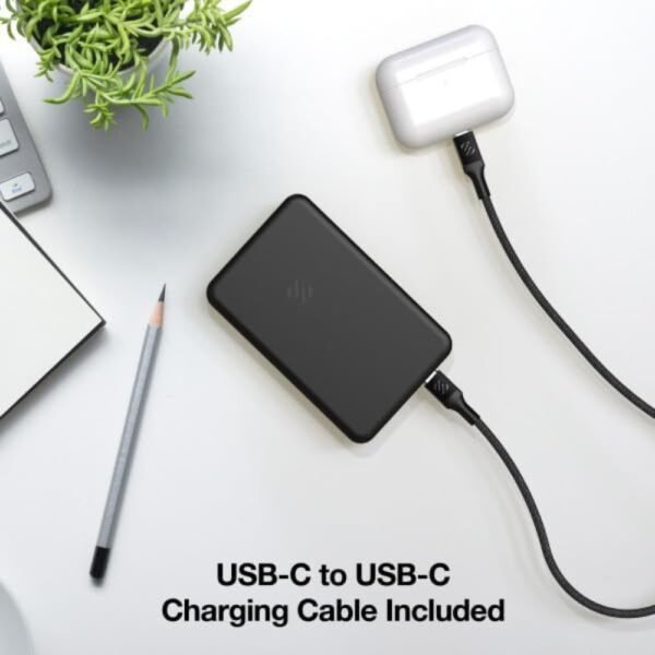 ⁦باور بانك لاسلكي مغناطيسي 5000mAh  متوافق مع ماج سيف شحن سريع مع كيبل USB-C، اسود من Scosche⁩ - الصورة ⁦6⁩