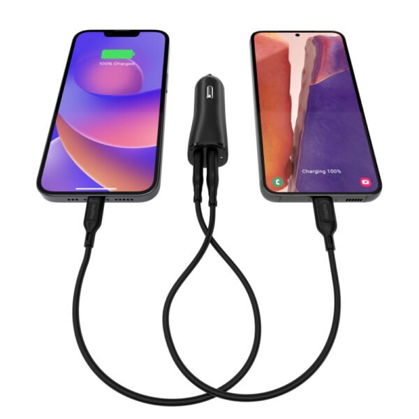 ⁦شاحن سيارة موفي بمنفذي USB-A وUSB-C بقوة 12 واط، أسود⁩ - الصورة ⁦5⁩