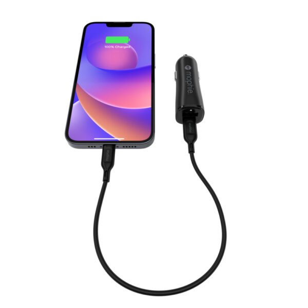 ⁦شاحن سيارة موفي بمنفذي USB-A وUSB-C بقوة 12 واط، أسود⁩ - الصورة ⁦4⁩