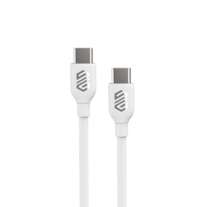كابل سمارت جيت من مادة PVC USB-C إلى USB-C سريع ومحمي بطول 1 متر، أبيض، قطعة واحدة