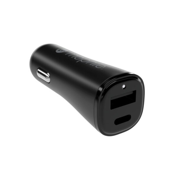 شاحن سيارة موفي بمنفذي USB-A وUSB-C بقوة 12 واط، أسود