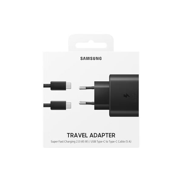 ⁦شاحن سامسونج 45 واط PD مع كابل USB-C (5 أمبير/1.8 متر) أسود⁩ - الصورة ⁦5⁩