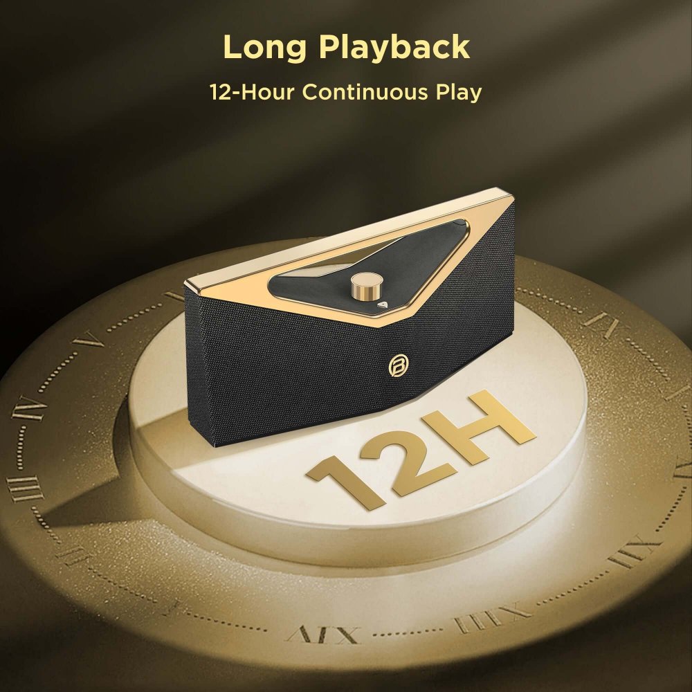 مكبر صوت BUGANi Brief Pro المحمول بتقنية البلوتوث، مقاوم للماء بتصنيف IPX5، بقوة 160 واط، أسود وذهبي - الصورة 3