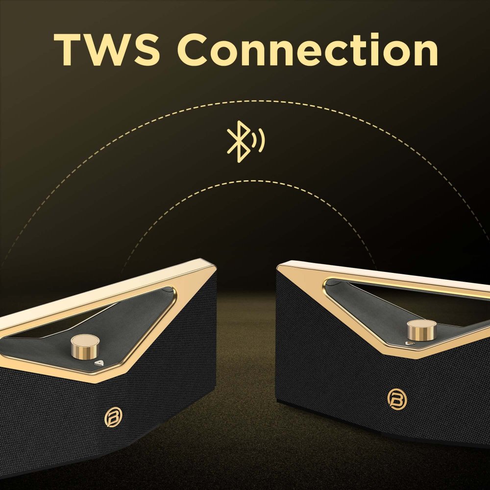 مكبر صوت BUGANi Brief Pro المحمول بتقنية البلوتوث، مقاوم للماء بتصنيف IPX5، بقوة 160 واط، أسود وذهبي - الصورة 2