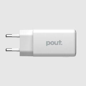 Pout Wall Charger Dual USB-C 45W Ultra Fast Power Adapter White